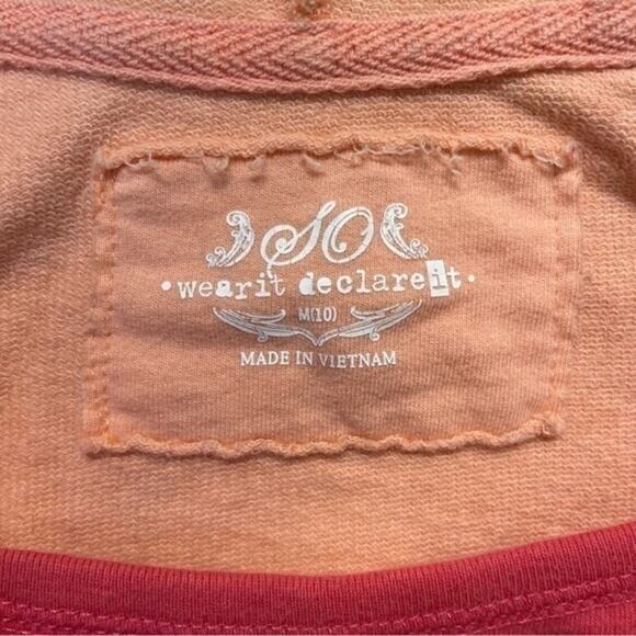 SO Pullover Short Sleeve Hoodie Top coral peach pink y2K Girl’s Size 10 - Picture 4 of 10